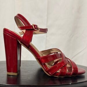 De Blossom Collection Glossy Red Block Heels